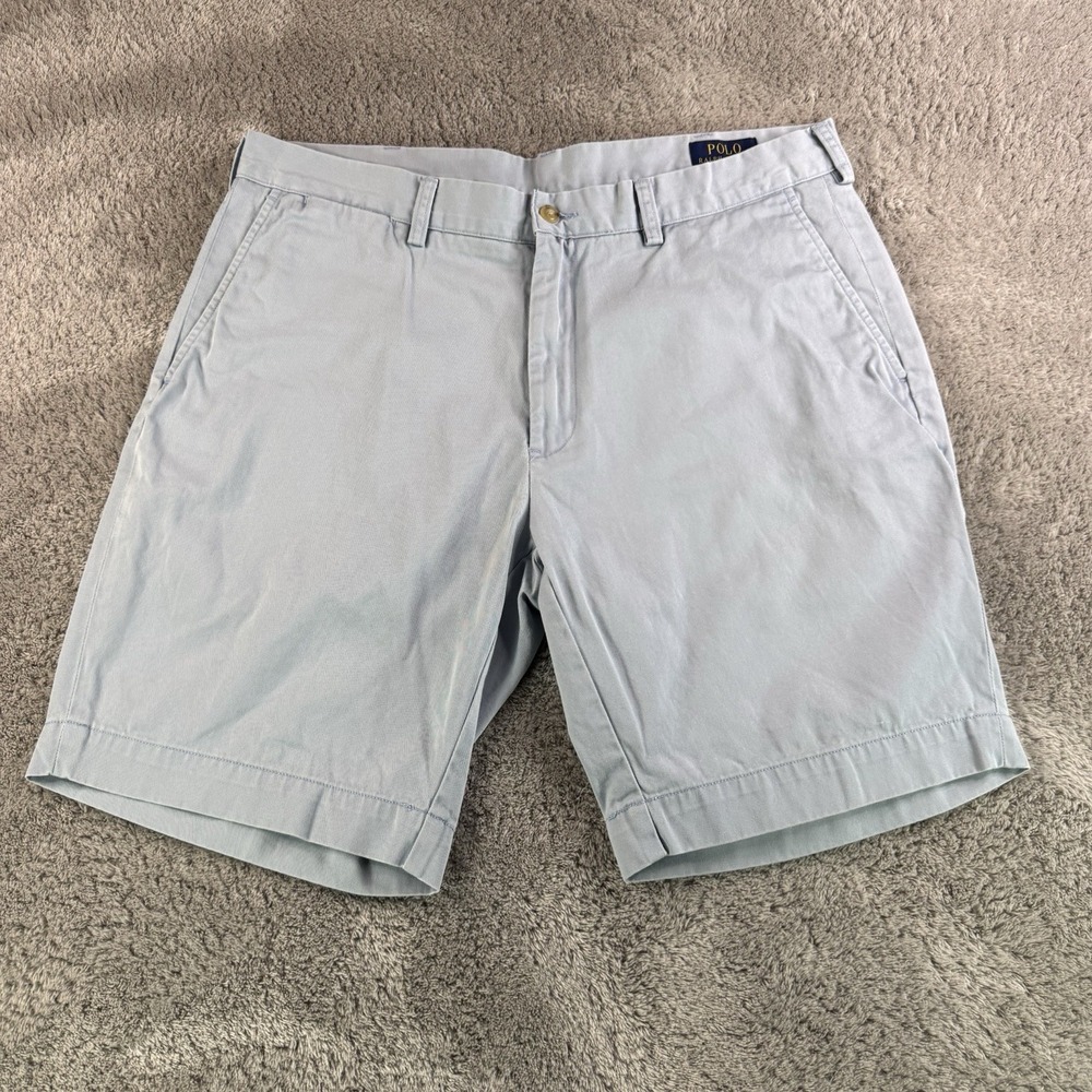 Polo Ralph Lauren Mens Shorts 36 Blue Classic Fit 9” Cotton Chino Flat Front